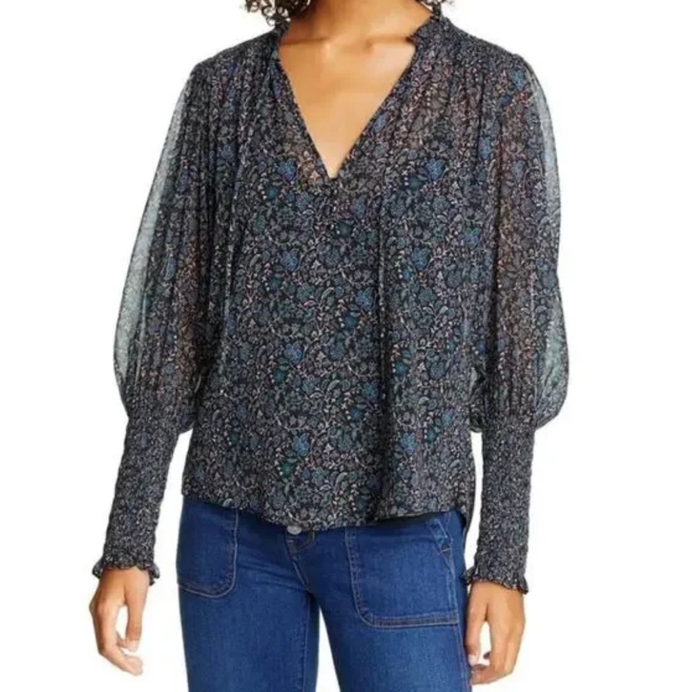 Veronica‎ Beard Jaz Floral Balloon Sleeve Blouse and Cami Poly Chiffon Size 0